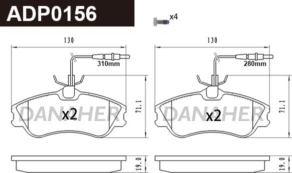 Danaher ADP0156 - Kit pastiglie freno, Freno a disco autozon.pro