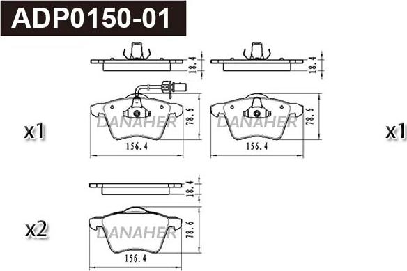 Danaher ADP0150-01 - Kit pastiglie freno, Freno a disco autozon.pro