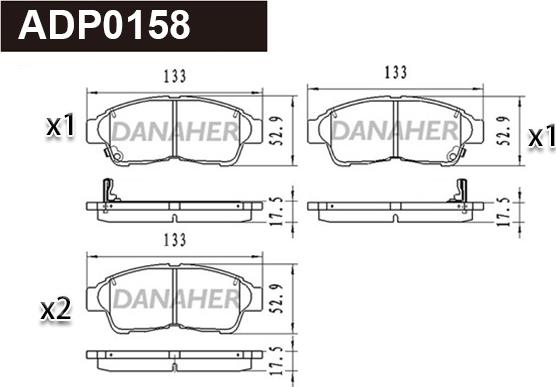 Danaher ADP0158 - Kit pastiglie freno, Freno a disco autozon.pro