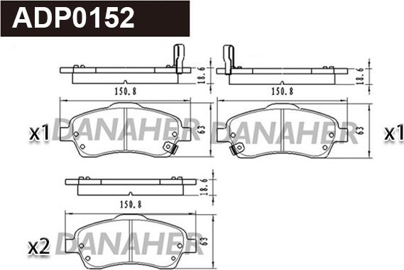 Danaher ADP0152 - Kit pastiglie freno, Freno a disco autozon.pro