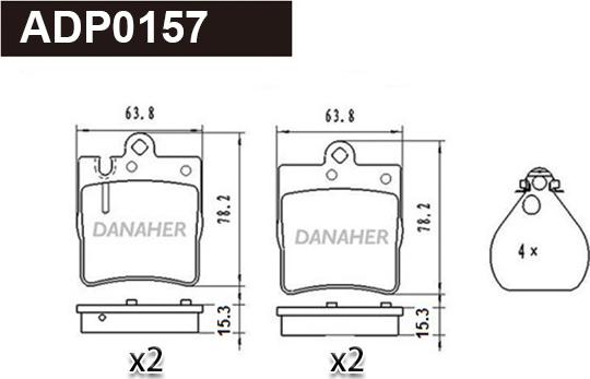 Danaher ADP0157 - Kit pastiglie freno, Freno a disco autozon.pro