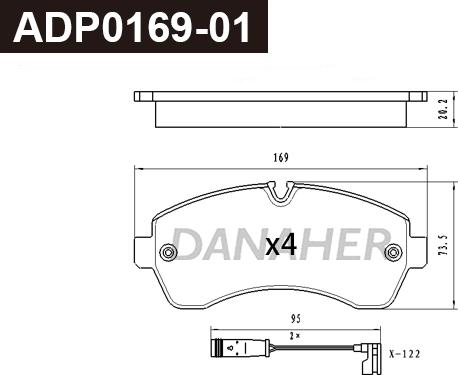 Danaher ADP0169-01 - Kit pastiglie freno, Freno a disco autozon.pro