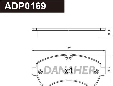 Danaher ADP0169 - Kit pastiglie freno, Freno a disco autozon.pro