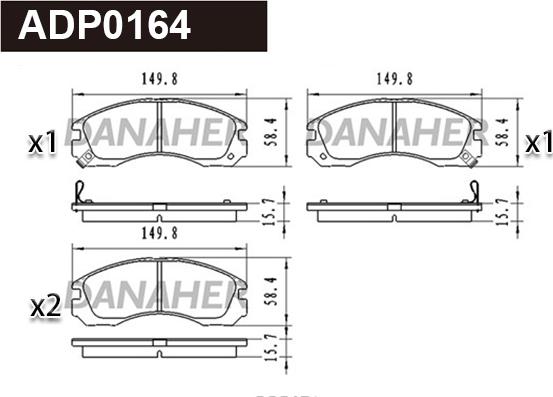 Danaher ADP0164 - Kit pastiglie freno, Freno a disco autozon.pro