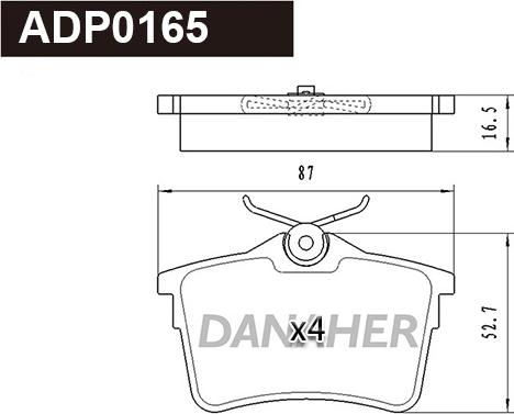 Danaher ADP0165 - Kit pastiglie freno, Freno a disco autozon.pro