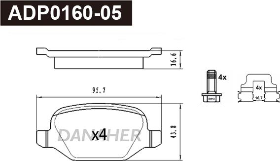 Danaher ADP0160-05 - Kit pastiglie freno, Freno a disco autozon.pro