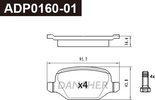 Danaher ADP0160-01 - Kit pastiglie freno, Freno a disco autozon.pro