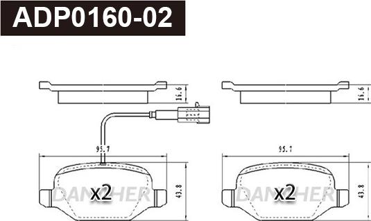 Danaher ADP0160-02 - Kit pastiglie freno, Freno a disco autozon.pro