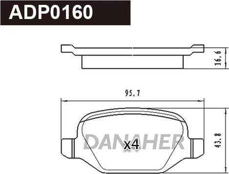 Danaher ADP0160 - Kit pastiglie freno, Freno a disco autozon.pro