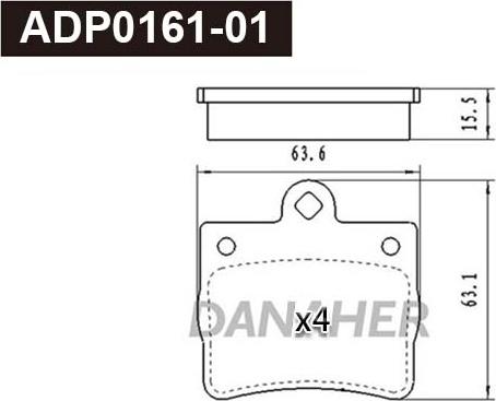 Danaher ADP0161-01 - Kit pastiglie freno, Freno a disco autozon.pro