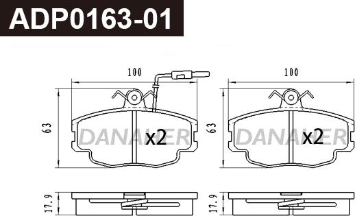 Danaher ADP0163-01 - Kit pastiglie freno, Freno a disco autozon.pro