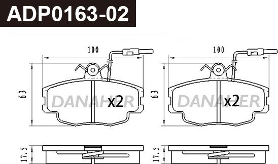 Danaher ADP0163-02 - Kit pastiglie freno, Freno a disco autozon.pro