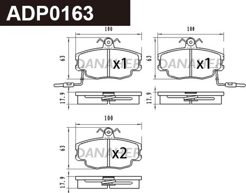 Danaher ADP0163 - Kit pastiglie freno, Freno a disco autozon.pro