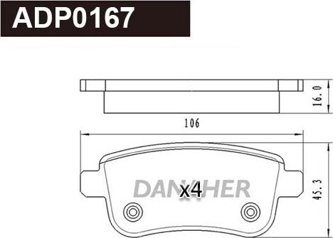 Danaher ADP0167 - Kit pastiglie freno, Freno a disco autozon.pro