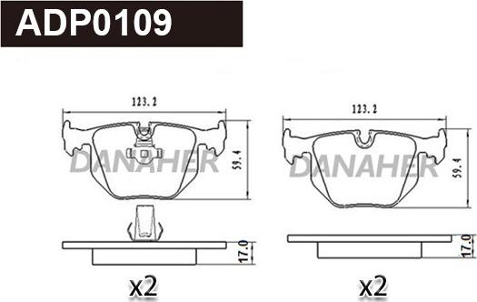 Danaher ADP0109 - Kit pastiglie freno, Freno a disco autozon.pro