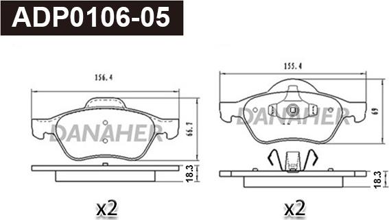 Danaher ADP0106-05 - Kit pastiglie freno, Freno a disco autozon.pro