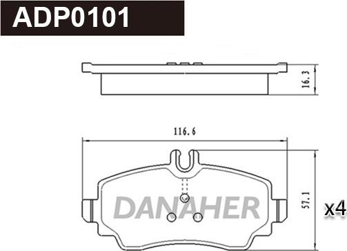 Danaher ADP0101 - Kit pastiglie freno, Freno a disco autozon.pro