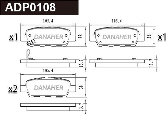 Danaher ADP0108 - Kit pastiglie freno, Freno a disco autozon.pro