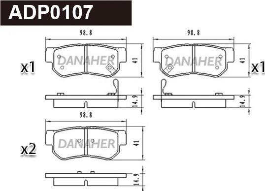 Danaher ADP0107 - Kit pastiglie freno, Freno a disco autozon.pro