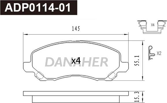 Danaher ADP0114-01 - Kit pastiglie freno, Freno a disco autozon.pro