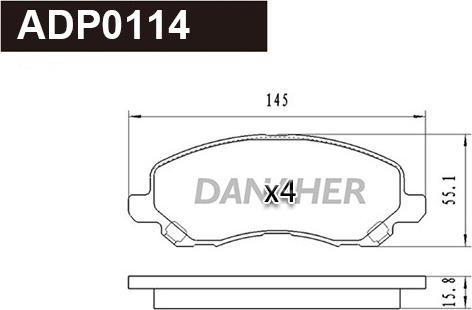 Danaher ADP0114 - Kit pastiglie freno, Freno a disco autozon.pro