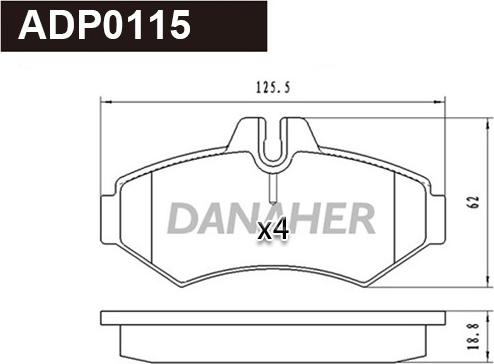 Danaher ADP0115 - Kit pastiglie freno, Freno a disco autozon.pro