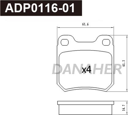 Danaher ADP0116-01 - Kit pastiglie freno, Freno a disco autozon.pro