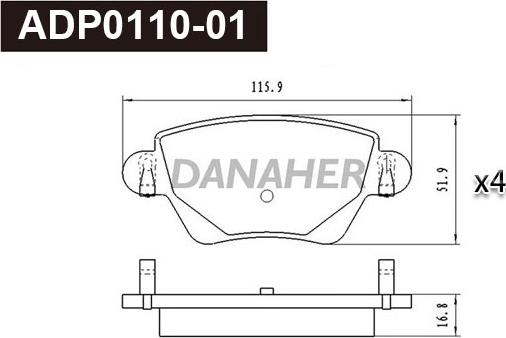 Danaher ADP0110-01 - Kit pastiglie freno, Freno a disco autozon.pro