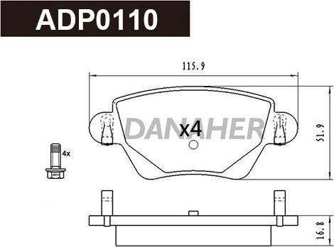 Danaher ADP0110 - Kit pastiglie freno, Freno a disco autozon.pro