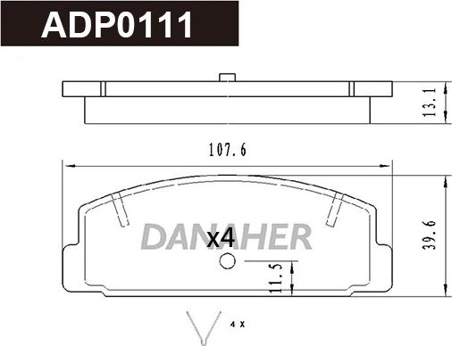 Danaher ADP0111 - Kit pastiglie freno, Freno a disco autozon.pro