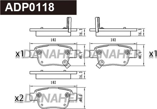 Danaher ADP0118 - Kit pastiglie freno, Freno a disco autozon.pro