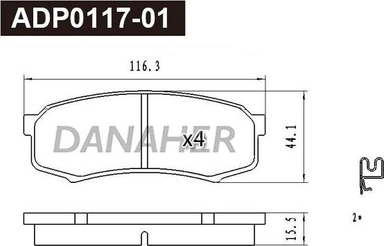 Danaher ADP0117-01 - Kit pastiglie freno, Freno a disco autozon.pro