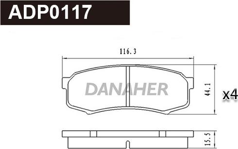 Danaher ADP0117 - Kit pastiglie freno, Freno a disco autozon.pro