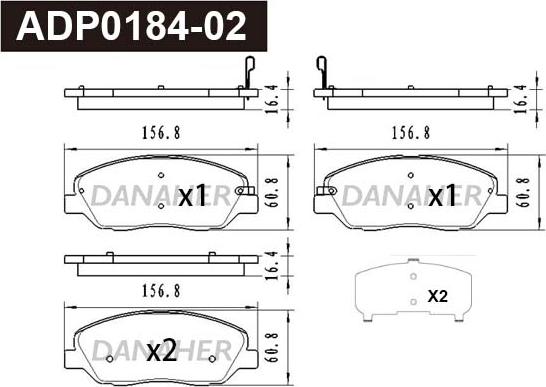 Danaher ADP0184-02 - Kit pastiglie freno, Freno a disco autozon.pro