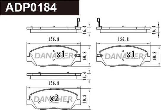 Danaher ADP0184 - Kit pastiglie freno, Freno a disco autozon.pro