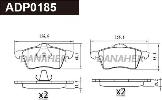 Danaher ADP0185 - Kit pastiglie freno, Freno a disco autozon.pro