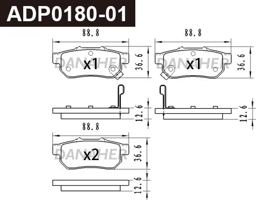 Danaher ADP0180-01 - Kit pastiglie freno, Freno a disco autozon.pro