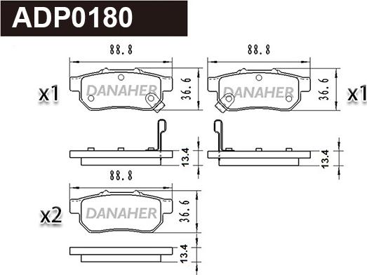 Danaher ADP0180 - Kit pastiglie freno, Freno a disco autozon.pro