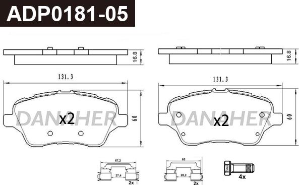 Danaher ADP0181-05 - Kit pastiglie freno, Freno a disco autozon.pro