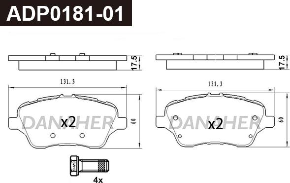 Danaher ADP0181-01 - Kit pastiglie freno, Freno a disco autozon.pro