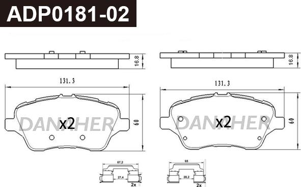 Danaher ADP0181-02 - Kit pastiglie freno, Freno a disco autozon.pro