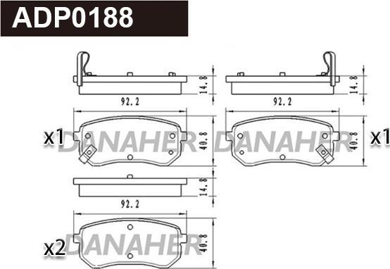 Danaher ADP0188 - Kit pastiglie freno, Freno a disco autozon.pro