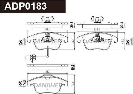 Danaher ADP0183 - Kit pastiglie freno, Freno a disco autozon.pro