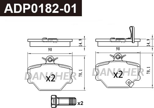 Danaher ADP0182-01 - Kit pastiglie freno, Freno a disco autozon.pro