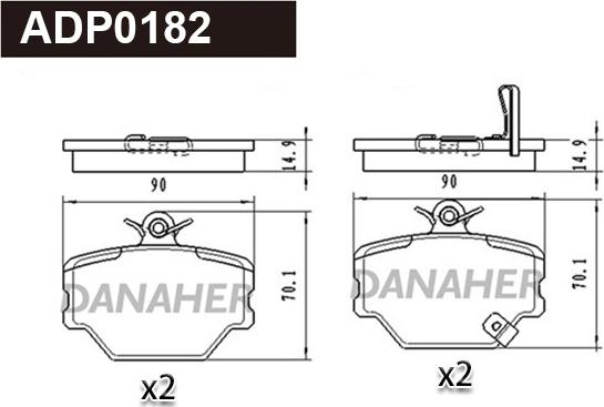 Danaher ADP0182 - Kit pastiglie freno, Freno a disco autozon.pro