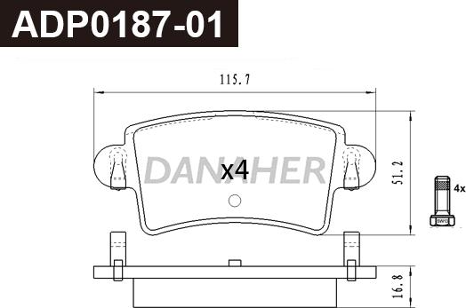 Danaher ADP0187-01 - Kit pastiglie freno, Freno a disco autozon.pro