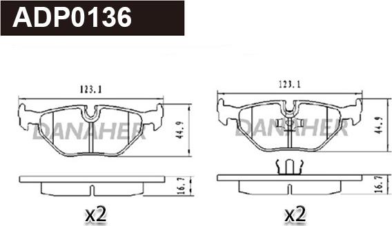 Danaher ADP0136 - Kit pastiglie freno, Freno a disco autozon.pro