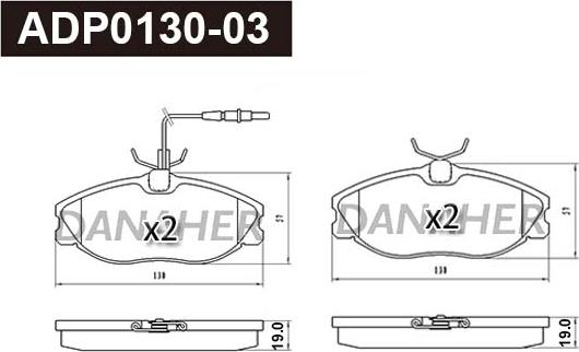 Danaher ADP0130-03 - Kit pastiglie freno, Freno a disco autozon.pro