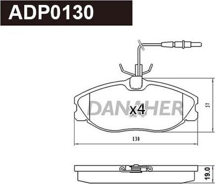 Danaher ADP0130 - Kit pastiglie freno, Freno a disco autozon.pro