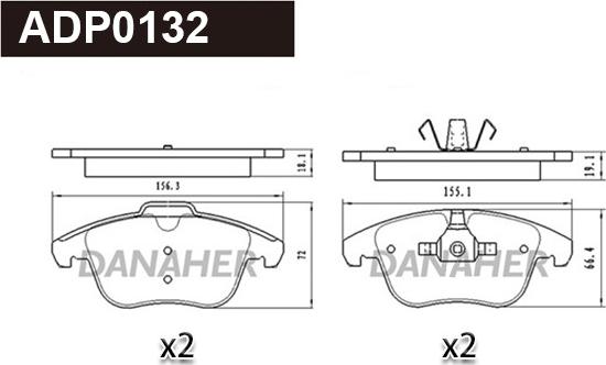 Danaher ADP0132 - Kit pastiglie freno, Freno a disco autozon.pro